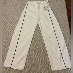 MOTHER Cream High-Pipe High-Rise Jeans